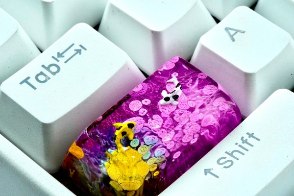 Purple Yellow KOI Keycap, Artisan keycap, custom keycaps, resin keycap, artisan keycaps, Spacebar keycap, sa keycaps, anime keycaps