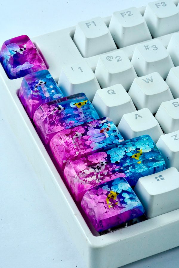Blue Pink KOI Keycap, Artisan keycap, custom keycaps, resin keycap, artisan keycaps, Spacebar keycap, sa keycaps, anime keycaps