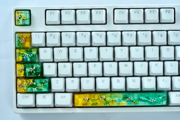 Yellow Blue KOI Keycap, Artisan keycap, custom keycaps, resin keycap, artisan keycaps, Spacebar keycap, sa keycaps, anime keycaps
