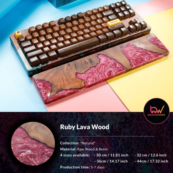 Ruby Lava Wood Wrist Rest, Resin Wrist Rest, Keyboard Wrist Rest, Wrist Rest Keyboard, Wooden Wrist Rest, Wrist Rest Resin, Artisan Keycaps