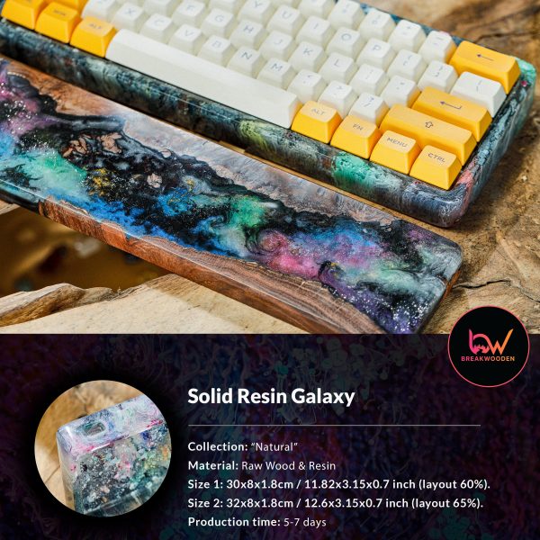 Solid Resin Galaxy, Wood Case, Wrist Rest, Keyboard Wrist Rest, Mechanical Keyboard, Wrist Rest Keyboard, Resin Wrist Rest, Keyboard Case