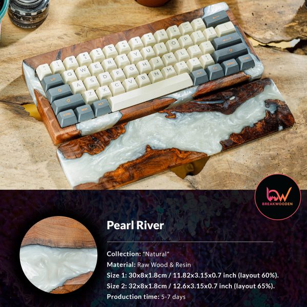 Pearl River, Wood Case, Wrist Rest, Keyboard Wrist Rest, Mechanical Keyboard, Wrist Rest Keyboard, Resin Wrist Rest, Keyboard Case
