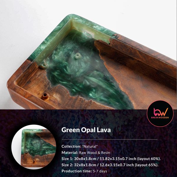 Green Opal Lava, Wood Case, Wrist Rest, Keyboard Wrist Rest, Mechanical Keyboard, Wrist Rest Keyboard, Resin Wrist Rest, Keyboard Case