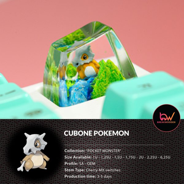 Cubone Pokemon, pokemon keycap, custom pokemon, custom keycap, artisan keycap, SA ESC keycap, mechanical keycaps | Gift for him