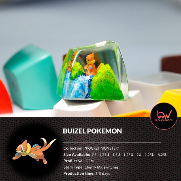 Buizel Pokemon, Pokemon keycap, Custom pokemon, custom keycap, artisan keycap, SA ESC keycap, mechanical keycaps | Gift for him