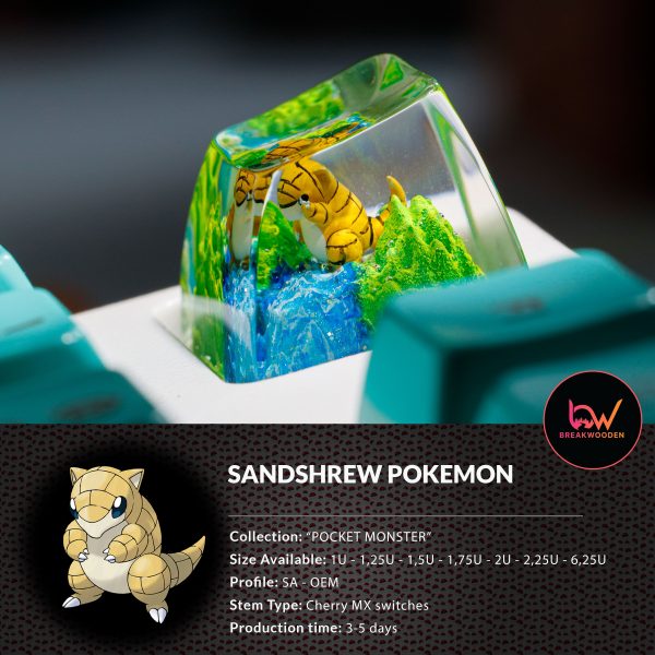 Sandshrew Pokemon, Pokemon keycap, Custom pokemon, custom keycap, artisan keycap, SA ESC keycap, mechanical keycaps | Gift for him