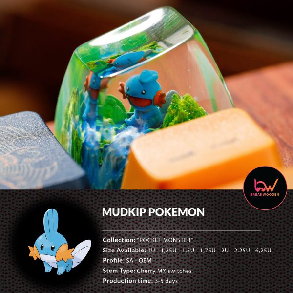 Mudkip Pokemon, Pokemon keycap, Custom pokemon, custom keycap, artisan keycap, SA ESC keycap, mechanical keycaps | Gift for him