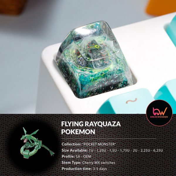 Flying RAYQUAZA pokemon, pokemon keycap, custom pokemon, custom keycap, artisan keycap, SA ESC keycap, mechanical keycaps | Gift for him
