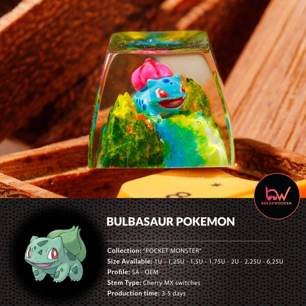 Bulbasaur Pokemon, Pokemon keycap, Custom pokemon, custom keycap, artisan keycap, SA ESC keycap, mechanical keycaps | Gift for him