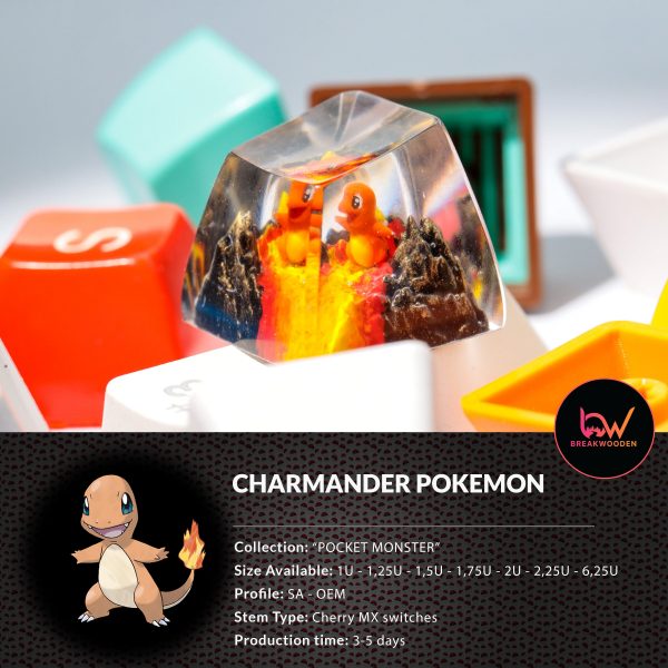 Charamander Pokemon, Pokemon keycap, Custom pokemon, custom keycap, artisan keycap, SA ESC keycap, mechanical keycaps | Gift for him