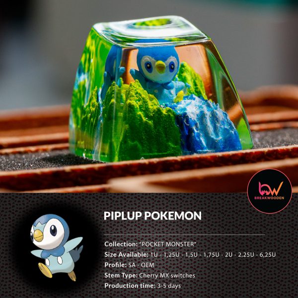 Piplup Pokemon, Pokemon keycap, Custom pokemon, custom keycap, artisan keycap, SA ESC keycap, mechanical keycaps | Gift for him