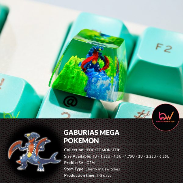 Gaburias Mega Pokemon, Pokemon keycap, Custom pokemon, custom keycap, artisan keycap, SA ESC keycap, mechanical keycaps | Gift for him