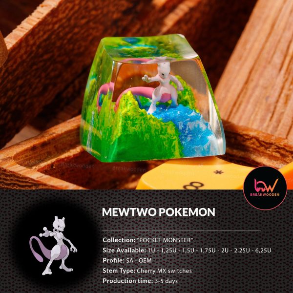 Mewtwo Pokemon, Pokemon keycap, Custom pokemon, custom keycap, artisan keycap, SA ESC keycap, mechanical keycaps | Gift for him